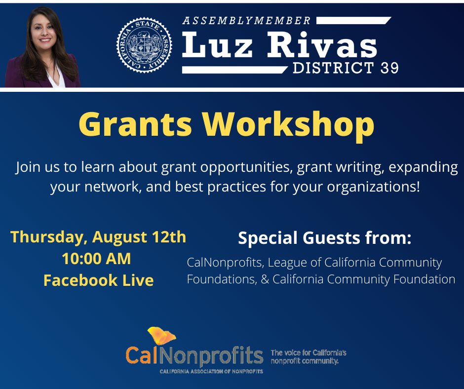 Grants Workshop: Join me to learn about grant opportunities, grant writing, expanding your network, and best practices for your organizations!
