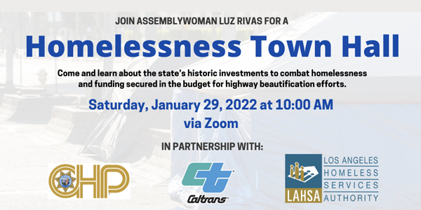 Join Me for a Virtual Town Hall on Homelessness on Saturday, 1/29 @ 10 a.m.