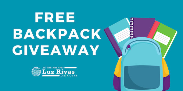 Free Backpack Giveaway - illustration of a backpack full of school supplies