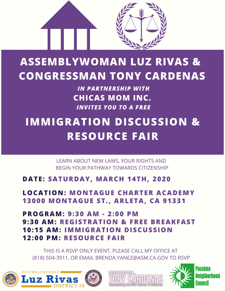 Assemblywoman Luz Rivas Hosts Free Immigration Discussion and Resource Fair