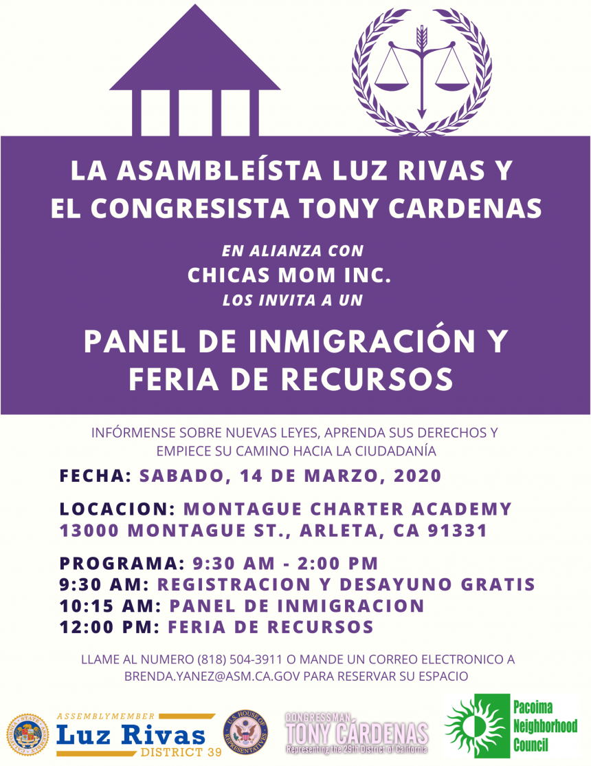 Assemblywoman Luz Rivas Hosts Free Immigration Discussion and Resource Fair_Spanish